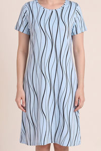 Zivame Knit Cotton Knee Length Nightdress - Ice Water — thumbnail 4